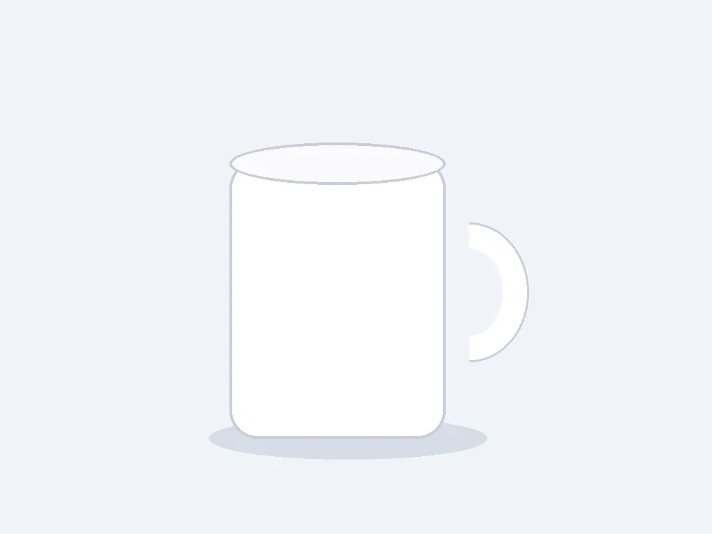 Illustration of a plain white ceramic mug